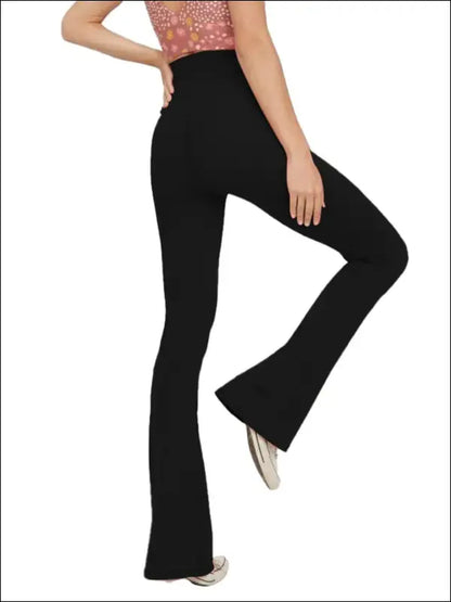 ’Flared Leggings Crossover Yoga Pants for Women - High Waist Tummy Control Wide Leg Fitness Pants’ - Women’s