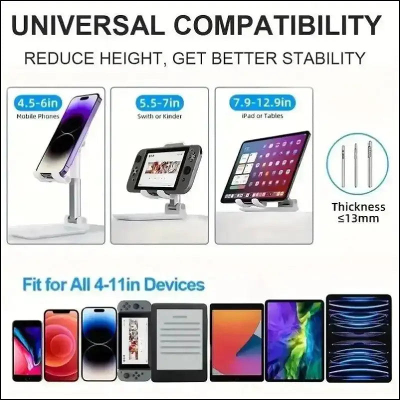 Foldable Mobile Phone Holder Stand – Adjustable Tablet Desk Mount Flexible Desktop Live Lazy Bracket Support for All
