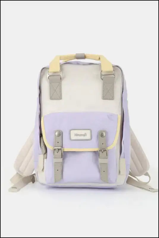 Himawari Contrast Water and Scratch-Resistant Nylon Backpack Bag - Gery / One Size