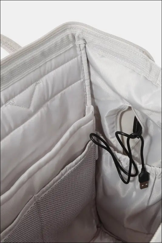 Himawari Contrast Waterproof Backpack Bag with External USB Port - Water and Scratch-Resistant Nylon