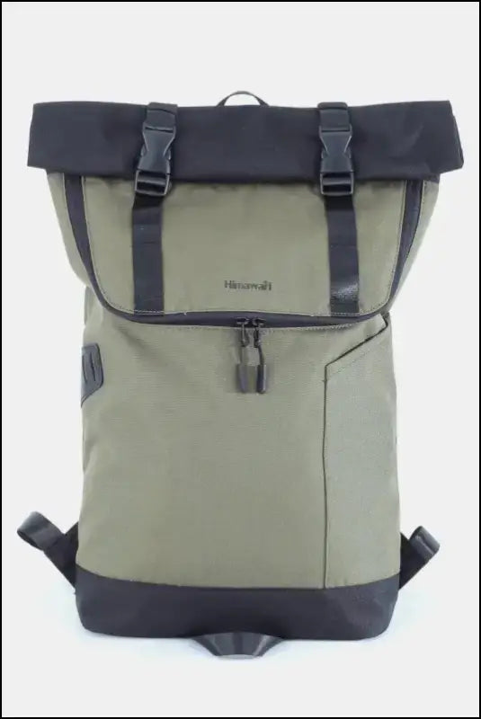 Himawari Contrast Waterproof Canvas Backpack Bag - Army Green / One Size