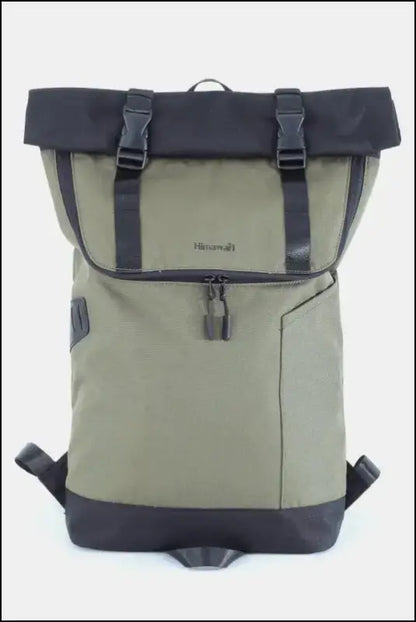 Himawari Contrast Waterproof Canvas Backpack Bag - Army Green / One Size