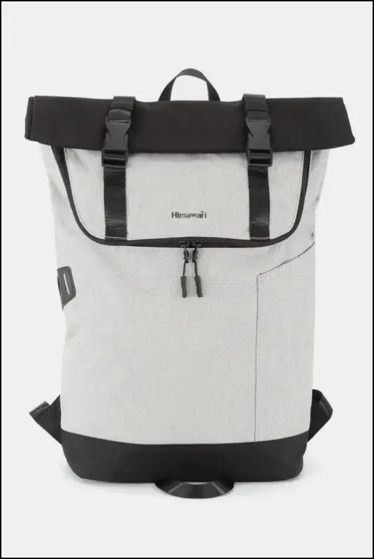 Himawari Contrast Waterproof Canvas Backpack Bag - Light Gray / One Size
