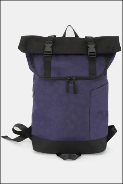 Himawari Contrast Waterproof Canvas Backpack Bag - Navy / One Size