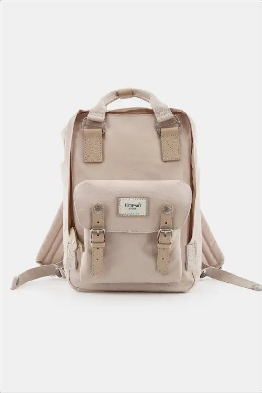 Himawari Contrast Waterproof Nylon Backpack Bag - Beige / One Size - bag