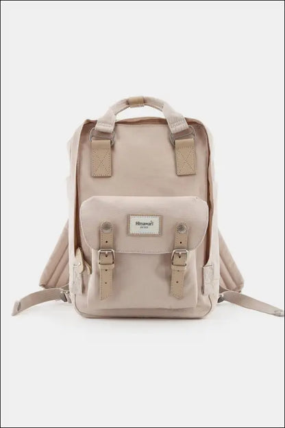 Himawari Contrast Waterproof Nylon Backpack Bag - Beige / One Size - bag