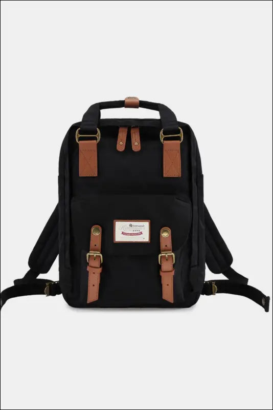Himawari Contrast Waterproof Nylon Backpack Bag - Black/Brown / One Size - bag