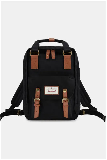 Himawari Contrast Waterproof Nylon Backpack Bag - Black/Brown / One Size - bag