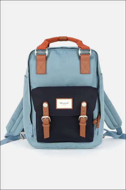 Himawari Contrast Waterproof Nylon Backpack Bag - Blue/Black / One Size - bag