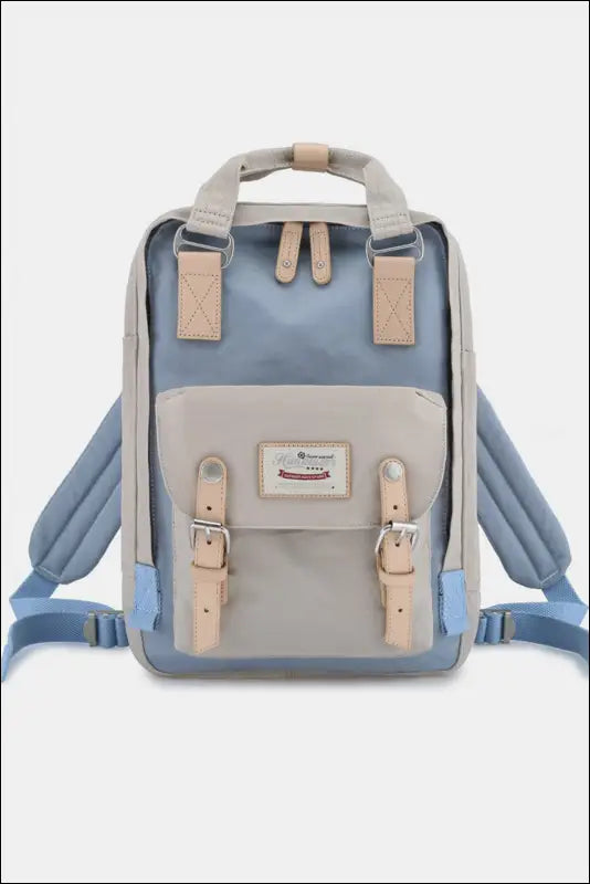 Himawari Contrast Waterproof Nylon Backpack Bag - Blue/Ivory / One Size - bag