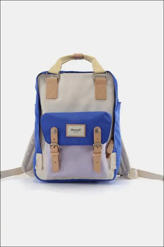 Himawari Contrast Waterproof Nylon Backpack Bag - Blue/Lavender / One Size - bag