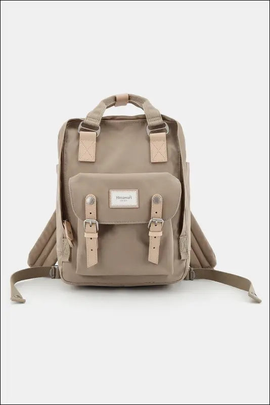 Himawari Contrast Waterproof Nylon Backpack Bag - Khaki / One Size - bag