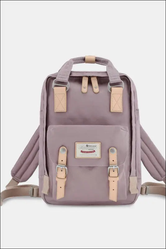 Himawari Contrast Waterproof Nylon Backpack Bag - Mauve / One Size - bag