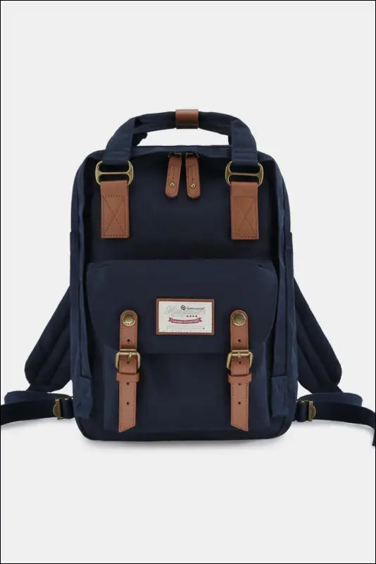 Himawari Contrast Waterproof Nylon Backpack Bag - Navy / One Size - bag