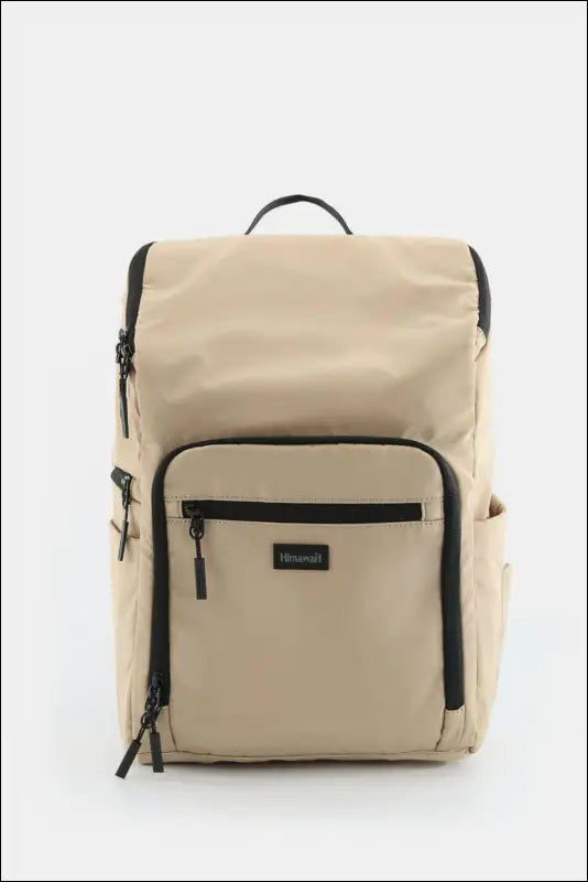 Himawari Nylon Waterproof Backpack Bag - Khaki / One Size - Contrast Water and Scratch-Resistant