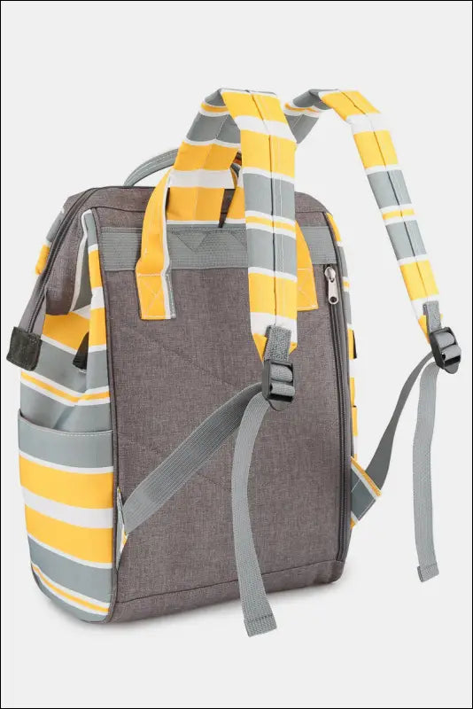 Himawari Striped Waterproof Nylon Backpack Bag with Side Pockets - Contrast Water and Scratch-Resistant
