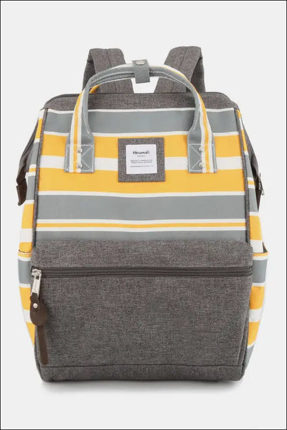 Himawari Striped Waterproof Nylon Backpack Bag with Side Pockets - Contrast Water and Scratch-Resistant