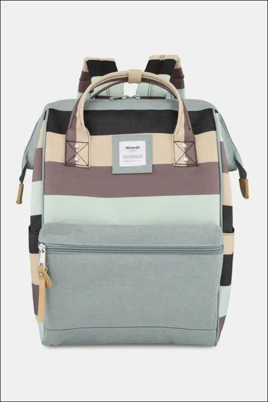 Himawari Striped Waterproof Nylon Backpack Bag with Side Pockets - Contrast Water and Scratch-Resistant