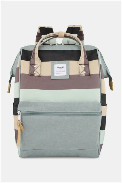 Himawari Striped Waterproof Nylon Backpack Bag with Side Pockets - Contrast Water and Scratch-Resistant