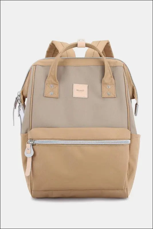 Himawari Water Resistant Canvas Backpack Bag with Side Pockets - Camel/Khaki / One Size