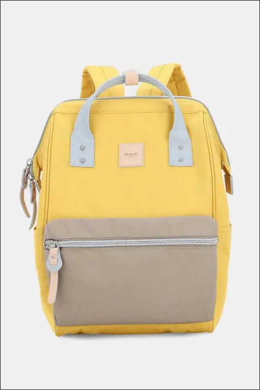 Himawari Water Resistant Canvas Backpack Bag with Side Pockets - Lemon/Khaki / One Size