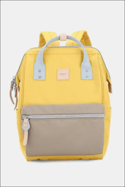 Himawari Water Resistant Canvas Backpack Bag with Side Pockets - Lemon/Khaki / One Size
