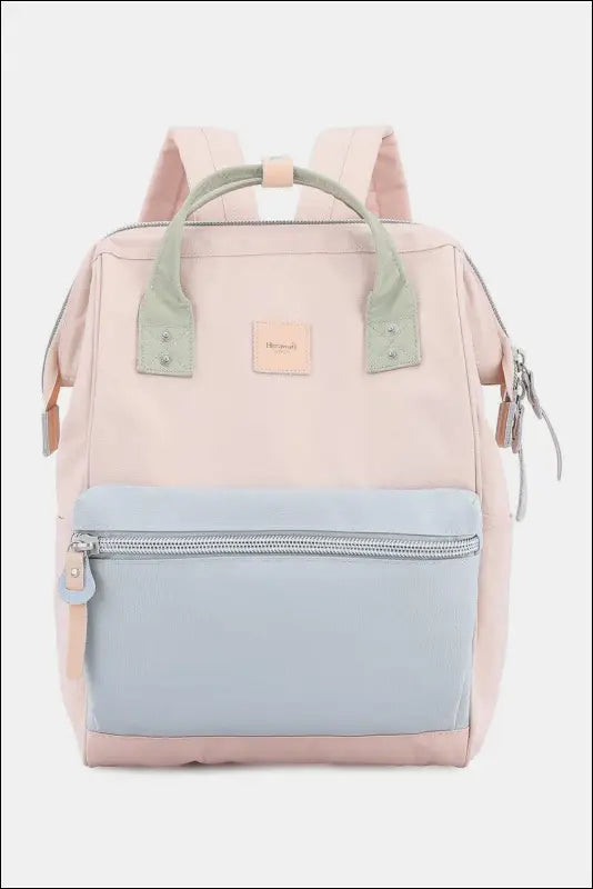 Himawari Water Resistant Canvas Backpack Bag with Side Pockets - Pink/Blue / One Size