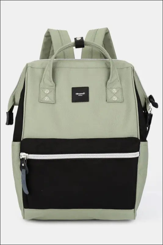 Himawari Water Resistant Canvas Backpack Bag with Side Pockets - Sage/Black / One Size