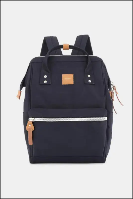 Himawari Water Resistant Canvas Backpack Bag with Side Pockets - Navy / One Size