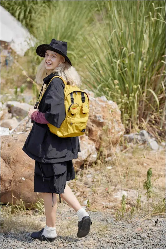 Himawari Waterproof Canvas Backpack Bag with Removable Coin Purse - Contrast Water and Scratch-Resistant Nylon