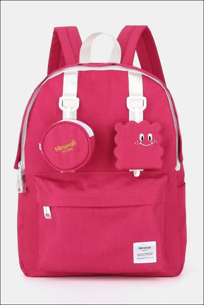Himawari Waterproof Canvas Backpack Bag with Removable Coin Purse - Pink / One Size - Contrast Water