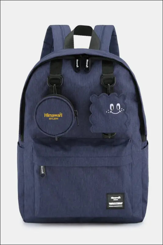 Himawari Waterproof Canvas Backpack Bag with Removable Coin Purse - Navy / One Size - Contrast Water