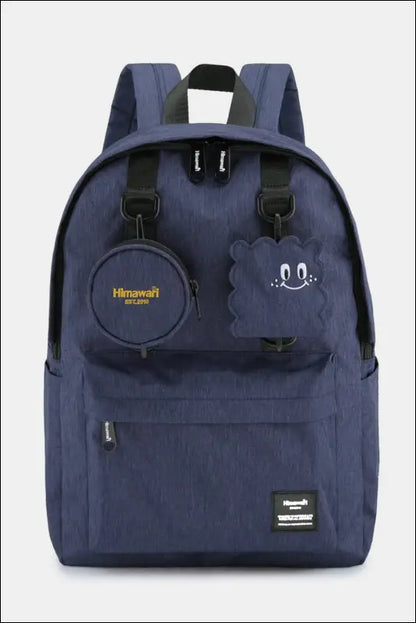 Himawari Waterproof Canvas Backpack Bag with Removable Coin Purse - Navy / One Size - Contrast Water