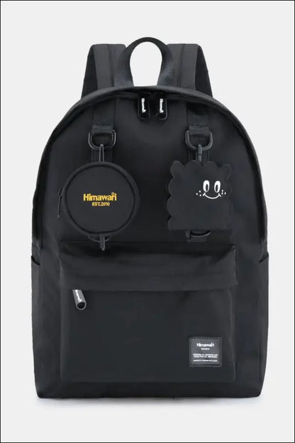 Himawari Waterproof Canvas Backpack Bag with Removable Coin Purse - Black / One Size - Contrast Water