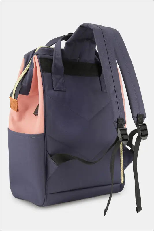 Himawari Waterproof Canvas Backpack Bag with Side Pockets - Contrast Water and Scratch-Resistant Nylon