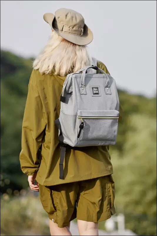 Himawari Waterproof Canvas Backpack Bag with Side Pockets - Contrast Water and Scratch-Resistant Nylon