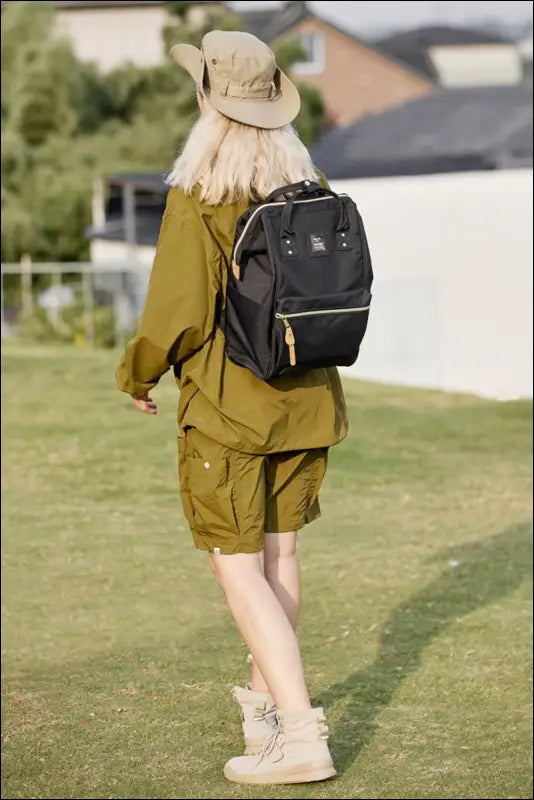 Himawari Waterproof Canvas Backpack Bag with Side Pockets - Contrast Water and Scratch-Resistant Nylon