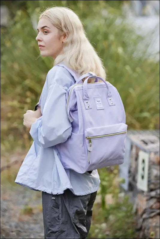 Himawari Waterproof Canvas Backpack Bag with Side Pockets - Contrast Water and Scratch-Resistant Nylon