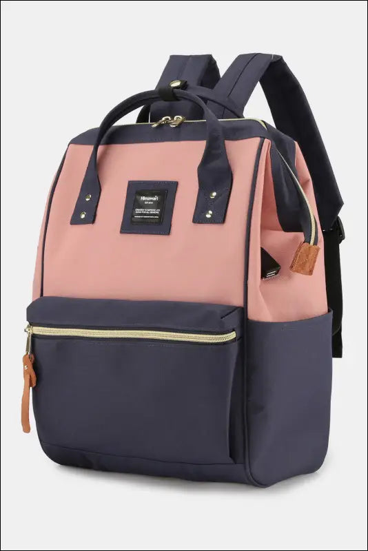 Himawari Waterproof Canvas Backpack Bag with Side Pockets - Contrast Water and Scratch-Resistant Nylon