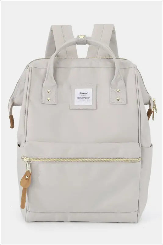 Himawari Waterproof Canvas Backpack Bag with Side Pockets - Grey / One Size - Contrast Water and Scratch-Resistant Nylon