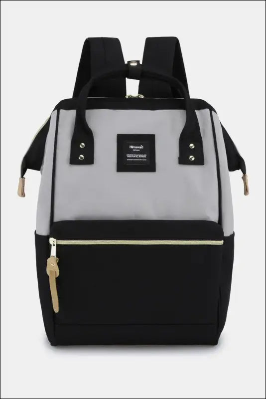 Himawari Waterproof Canvas Backpack Bag with Side Pockets - Grey/Black / One Size - Contrast Water