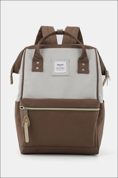 Himawari Waterproof Canvas Backpack Bag with Side Pockets - Grey/Mocha / One Size - Contrast Water