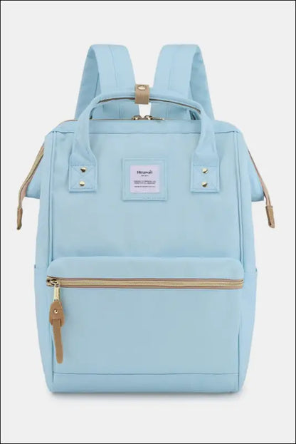 Himawari Waterproof Canvas Backpack Bag with Side Pockets - Light Blue / One Size - Contrast Water