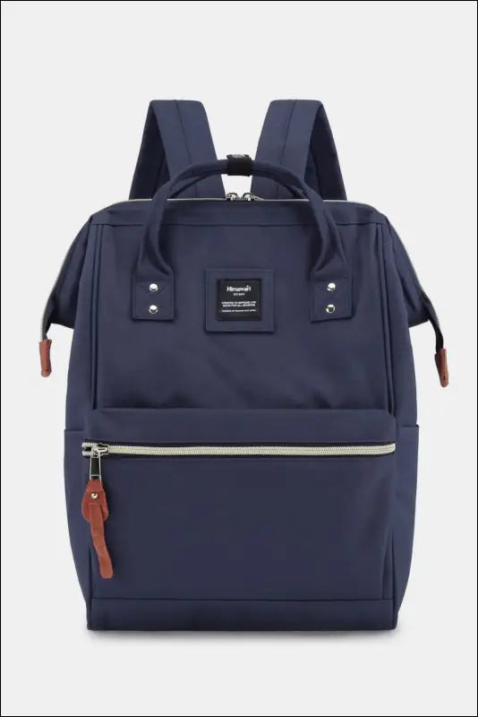 Himawari Waterproof Canvas Backpack Bag with Side Pockets - Navy / One Size - Contrast Water and Scratch-Resistant Nylon
