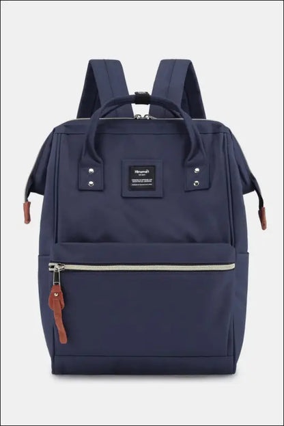Himawari Waterproof Canvas Backpack Bag with Side Pockets - Navy / One Size - Contrast Water and Scratch-Resistant Nylon