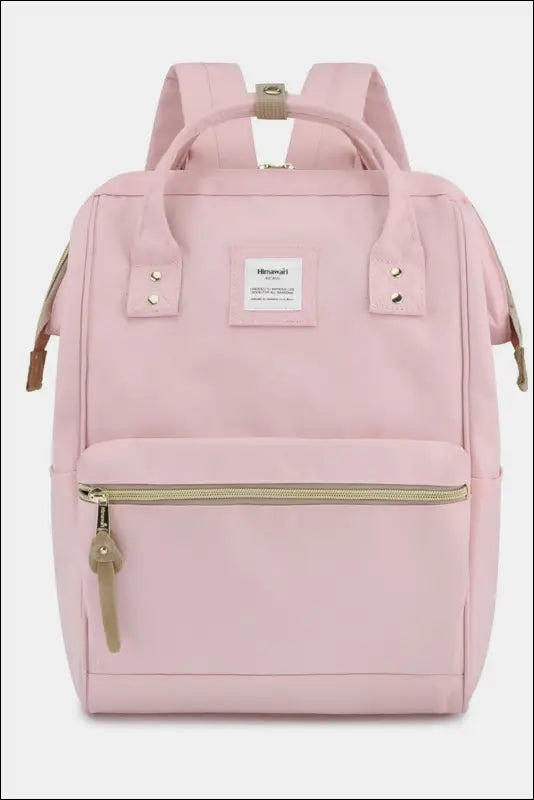 Himawari Waterproof Canvas Backpack Bag with Side Pockets - Pink / One Size - Contrast Water and Scratch-Resistant Nylon