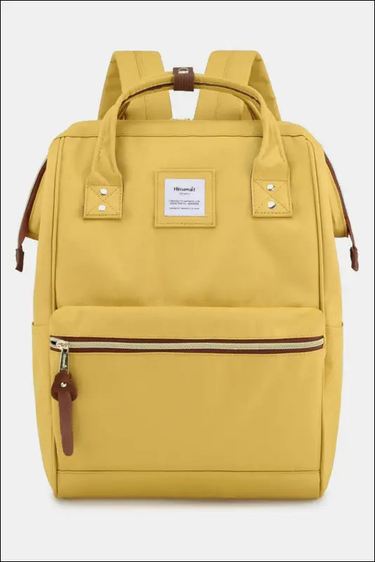Himawari Waterproof Canvas Backpack Bag with Side Pockets - Yellow / One Size - Contrast Water and Scratch-Resistant