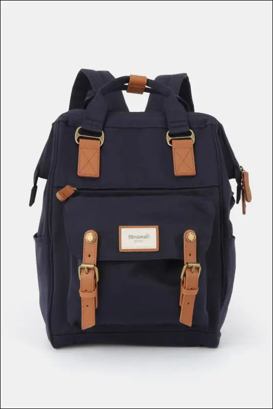 Himawari Waterproof Nylon Backpack Bag with Handles - Navy / One Size - Contrast Water and Scratch-Resistant