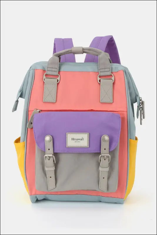 Himawari Waterproof Nylon Backpack Bag with Handles - Purple / One Size - Contrast Water and Scratch-Resistant