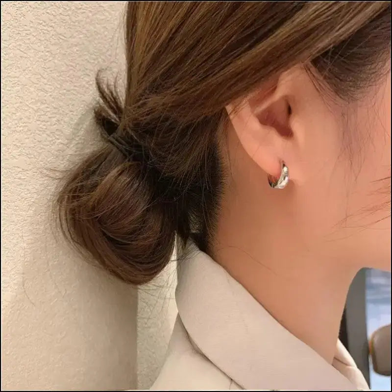 Huitan Fashion Metal Hoop Earrings for Women - Simple Versatile Jewelry Everyday Wear Statement Ear Accessories Young